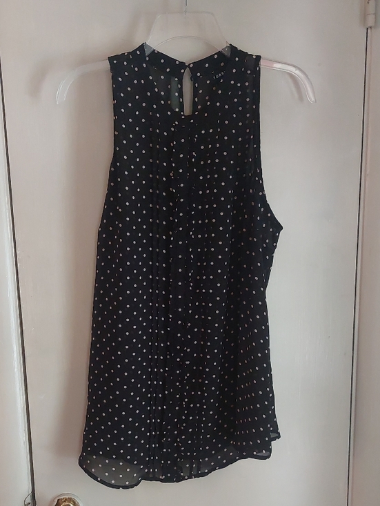 torrid Tops - Torrid Black Polka Dot Sleeveless Sheer Ruffle Blouse Plus Sz 2